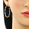 Oro Laminado Stud Earring, Gold Filled Style with Multicolor Micro Pave, Polished, Golden Finish, 02.210.0744.1