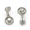 Sterling Silver Dangle Earring, with White Cubic Zirconia, Polished, Rhodium Finish, 02.175.0133