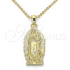Oro Laminado Religious Pendant, Gold Filled Style Guadalupe Design, Polished, Golden Finish, 05.213.0034