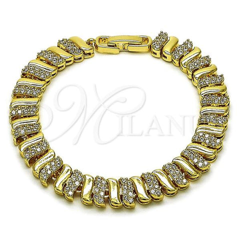 Oro Laminado Tennis Bracelet, Gold Filled Style with White Cubic Zirconia, Polished, Golden Finish, 03.283.0463.07