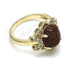 Oro Laminado Multi Stone Ring, Gold Filled Style with Brown  and White Micro Pave, Polished, Golden Finish, 01.284.0064.08