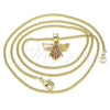 Oro Laminado Pendant Necklace, Gold Filled Style Bee Design, with Garnet Micro Pave, Polished, Golden Finish, 04.344.0031.1.20