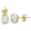 Oro Laminado Stud Earring, Gold Filled Style with Aurore Boreale Crystal, Polished, Golden Finish, 02.63.2707.3