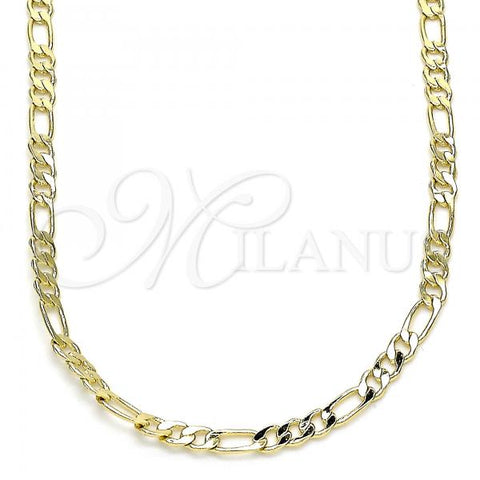 Oro Laminado Basic Necklace, Gold Filled Style Figaro Design, Polished, Golden Finish, 04.213.0240.24