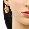 Oro Laminado Stud Earring, Gold Filled Style Chunky Design, Polished, Golden Finish, 02.163.0162.30