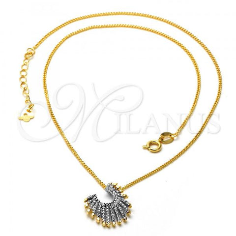 Oro Laminado Pendant Necklace, Gold Filled Style Matte Finish, Two Tone, 04.09.0053.18