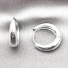 Rhodium Plated Huggie Hoop, Chunky Design, Polished, Rhodium Finish, 02.195.0171.1.20