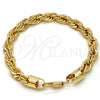 Gold Tone Basic Bracelet, Rope Design, Polished, Golden Finish, 04.242.0044.09GT