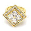 Oro Laminado Multi Stone Ring, Gold Filled Style with White Cubic Zirconia, Polished, Golden Finish, 01.210.0056.09 (Size 9)