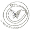 Sterling Silver Pendant Necklace, Butterfly Design, with White Cubic Zirconia, Polished, Rhodium Finish, 04.336.0085.16