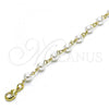 Oro Laminado Fancy Anklet, Gold Filled Style Ball Design, with Ivory Pearl, Polished, Golden Finish, 03.386.0025.10