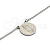 Stainless Steel Pendant Necklace, Guadalupe and Rolo Design, Polished, Steel Finish, 04.223.0001.18