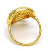 Oro Laminado Multi Stone Ring, Gold Filled Style Heart Design, with White Crystal, Polished, Golden Finish, 01.241.0032.09 (Size 9)