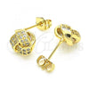 Oro Laminado Stud Earring, Gold Filled Style Love Knot Design, with White Cubic Zirconia, Polished, Golden Finish, 02.342.0066