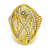 Oro Laminado Multi Stone Ring, Gold Filled Style with White Crystal, Polished, Golden Finish, 01.118.0028.09 (Size 9)