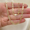 Oro Laminado Basic Necklace, Gold Filled Style Figaro Design, Polished, Golden Finish, 04.213.0145.24