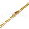 Oro Laminado Fancy Bracelet, Gold Filled Style Curb Design, with Orange Cubic Zirconia and White Crystal, Polished, Golden Finish, 03.59.0030.1.08