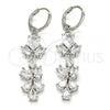 Rhodium Plated Long Earring, Teardrop Design, with White Cubic Zirconia, Polished, Rhodium Finish, 02.217.0013.2