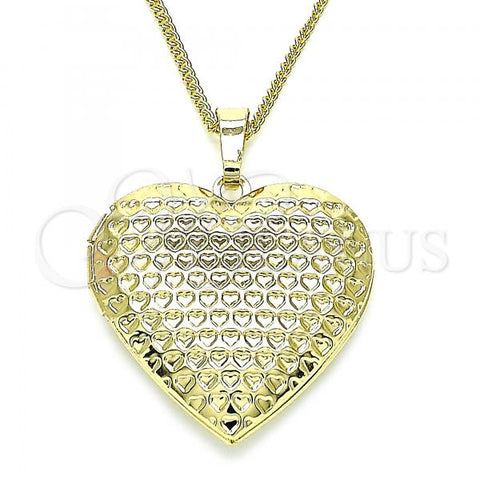 Oro Laminado Pendant Necklace, Gold Filled Style Heart Design, Polished, Golden Finish, 04.117.0032.20