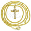 Oro Laminado Pendant Necklace, Gold Filled Style Cross Design, with White Cubic Zirconia, Polished, Golden Finish, 04.284.0008.20