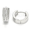 Rhodium Plated Huggie Hoop, with White Micro Pave, Polished, Rhodium Finish, 02.156.0285.1.15