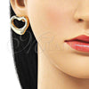 Oro Laminado Stud Earring, Gold Filled Style Heart Design, Polished, Golden Finish, 02.428.0006