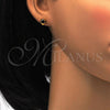 Stainless Steel Stud Earring, Flower Design, with Black Crystal, Polished, Golden Finish, 02.271.0019.4