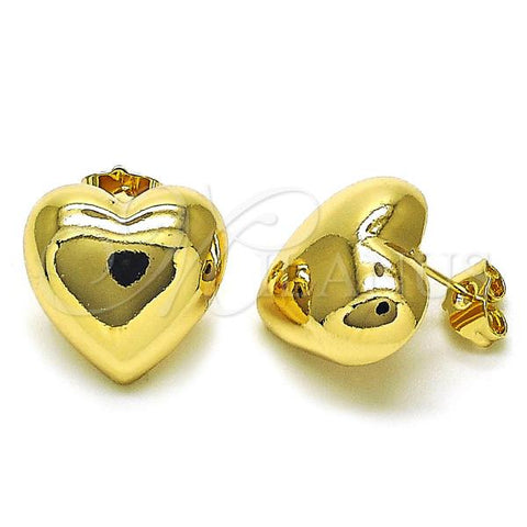Oro Laminado Stud Earring, Gold Filled Style Heart Design, Polished, Golden Finish, 02.163.0325