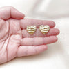 Oro Laminado Stud Earring, Gold Filled Style Heart Design, Polished, Golden Finish, 02.195.0314