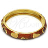 Oro Laminado Individual Bangle, Gold Filled Style Heart Design, Brown Enamel Finish, Golden Finish, 07.246.0011.6.05 (11 MM Thickness, Size 5 - 2.50 Diameter)