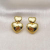 Oro Laminado Dangle Earring, Gold Filled Style Heart Design, Polished, Golden Finish, 02.368.0079