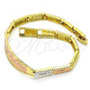 Oro Laminado ID Bracelet, Gold Filled Style Diamond Cutting Finish, Tricolor, 03.26.0037.08