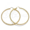 Oro Laminado Extra Large Hoop, Gold Filled Style Hollow Design, Diamond Cutting Finish, Golden Finish, 02.170.0313.90