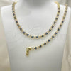 Oro Laminado Necklace and Bracelet, Gold Filled Style with Sapphire Blue and White Cubic Zirconia, Polished, Golden Finish, 06.284.0013.2