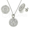 Sterling Silver Earring and Pendant Adult Set, with White Cubic Zirconia, Polished, Rhodium Finish, 10.286.0034