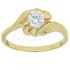 Oro Laminado Multi Stone Ring, Gold Filled Style with White Cubic Zirconia, Polished, Golden Finish, 5.166.015.07 (Size 7)