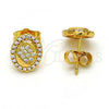 Oro Laminado Stud Earring, Gold Filled Style with White Micro Pave and White Crystal, Polished, Golden Finish, 02.282.0001