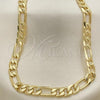 Oro Laminado Basic Necklace, Gold Filled Style Pave Figaro Design, Diamond Cutting Finish, Golden Finish, 5.223.034.20