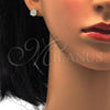 Oro Laminado Stud Earring, Gold Filled Style with White Micro Pave, Polished, Golden Finish, 02.156.0001
