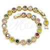 Oro Laminado Tennis Bracelet, Gold Filled Style with Multicolor Cubic Zirconia, Polished, Golden Finish, 03.284.0014.1.08