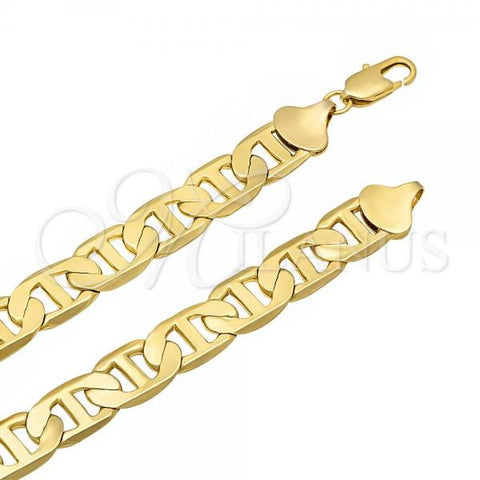 Oro Laminado Basic Anklet, Gold Filled Style Mariner Design, Polished, Golden Finish, 5.222.021.10