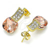 Oro Laminado Stud Earring, Gold Filled Style with Rose Peach and White Crystal, Polished, Golden Finish, 02.379.0007.2