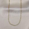 Oro Laminado Basic Necklace, Gold Filled Style Figaro Design, Polished, Golden Finish, 04.213.0239.22