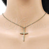 Oro Laminado Fancy Pendant, Gold Filled Style Cross Design, with White Cubic Zirconia, Polished, Golden Finish, 05.341.0102