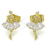 Oro Laminado Stud Earring, Gold Filled Style with White Cubic Zirconia, Polished, Golden Finish, 02.345.0003.1