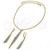 Oro Laminado Necklace and Earring, Gold Filled Style with  Micro Pave, Golden Finish, 06.59.0103