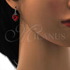 Rhodium Plated Dangle Earring, Heart Design, with Light Siam Swarovski Crystals, Polished, Rhodium Finish, 02.239.0003.3
