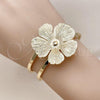 Oro Laminado Individual Bangle, Gold Filled Style Flower Design, Diamond Cutting Finish, Golden Finish, 07.428.0002