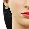 Oro Laminado Stud Earring, Gold Filled Style Ladybug Design, with White Micro Pave, Polished, Golden Finish, 02.411.0018