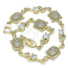 Oro Laminado Fancy Bracelet, Gold Filled Style Turtle Design, with White Micro Pave and White Cubic Zirconia, Polished, Golden Finish, 03.210.0144.08